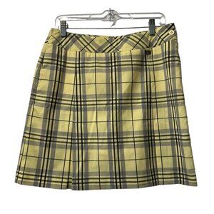 EP PRO Women Size 8 Yellow Gray Plaid Rayon Blend Lined Skort Sexy Party College
